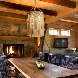 boho macrame hanging lamp plug in pendant light cozy living room decor