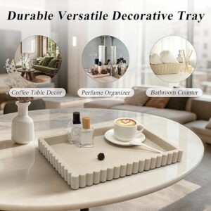 boho inspired scalloped tray styled on modern coffee table