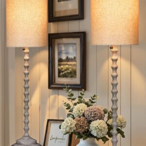 farmhouse style nightstand lamp neutral bedroom decor