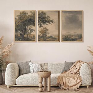neutral landscape illustration wall art prints calm decor
