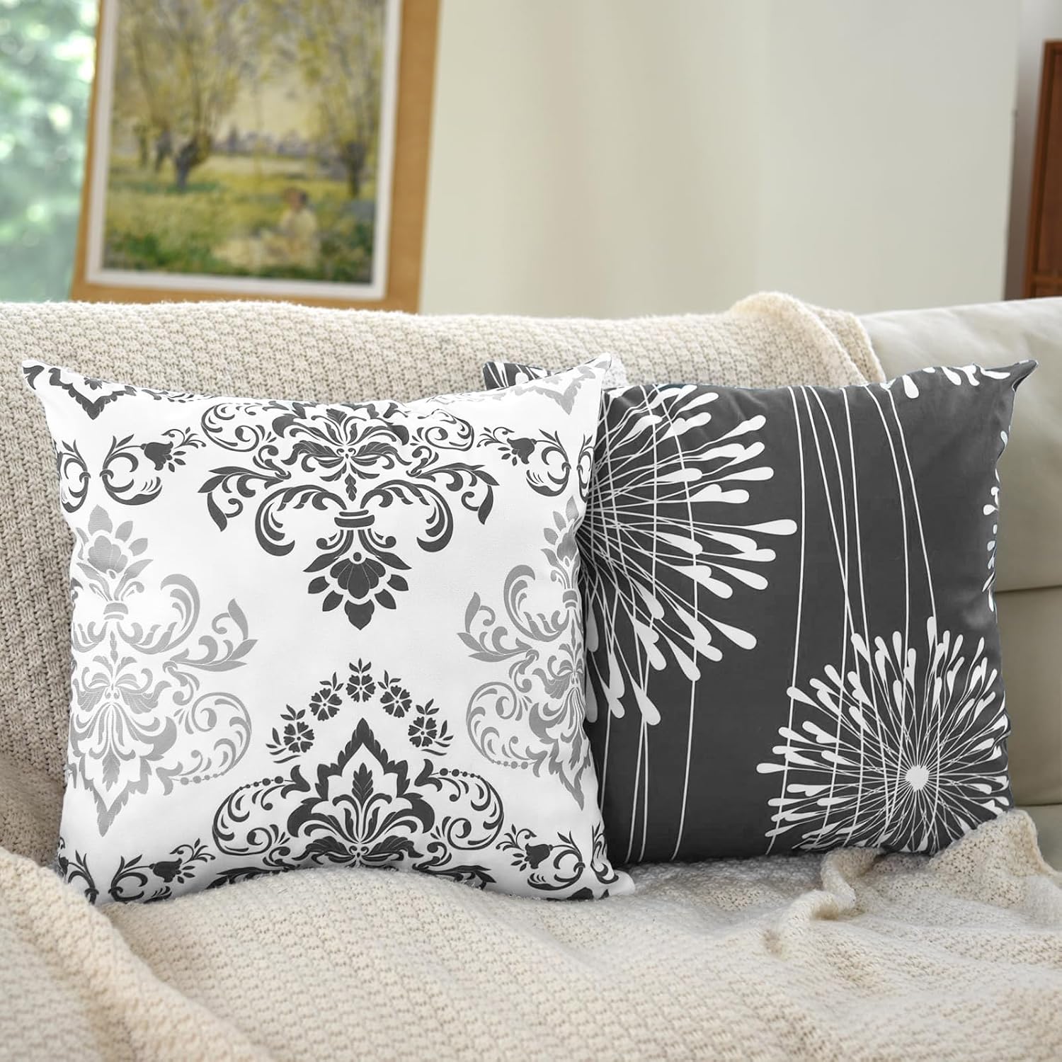 Neutral Textured Farmhouse Throw Pillow-6 Neutral Textured Farmhouse Throw Pillow - Image 5