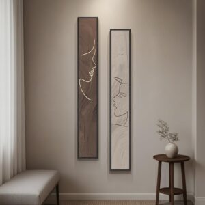 vertical neutral abstract wall art set minimalist decor