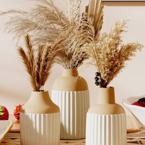 modern organic vase styled with dried botanicals